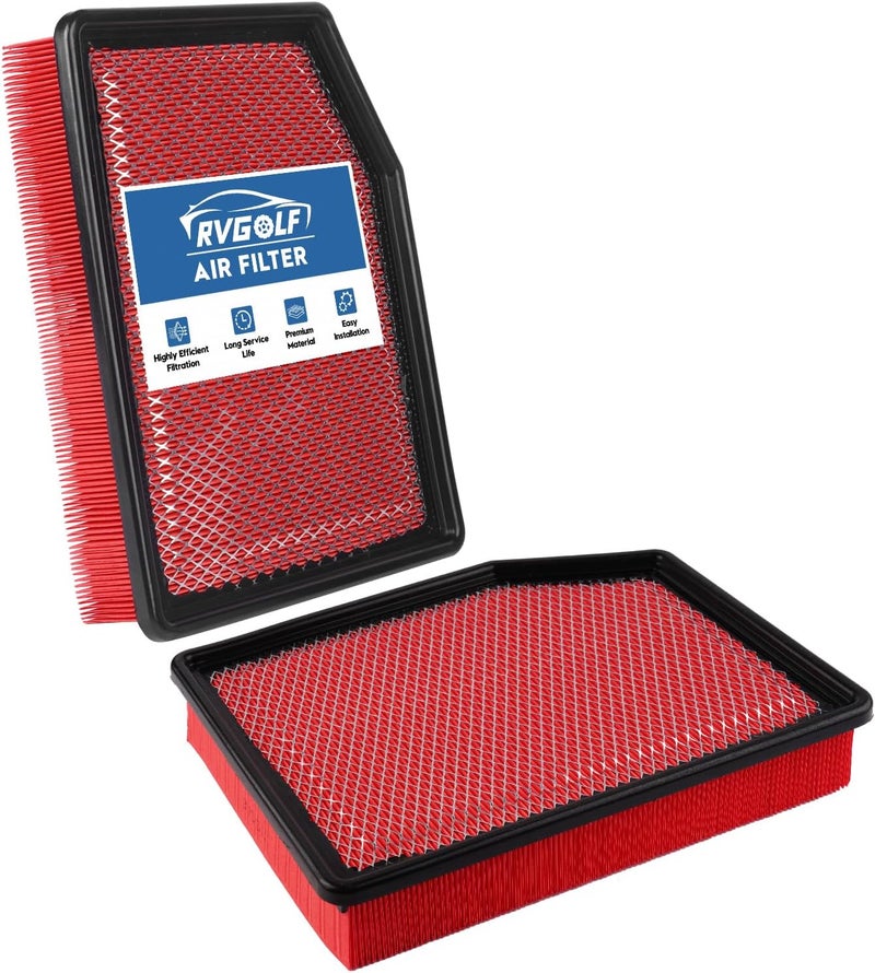 RVgolf 2PCS Engine Air Filter Fit for Cadillac Escalade 19-26, Chevrolet Silverado 1500 19-26, GMC Sierra 1500 19-26, Suburban 21-26, Tahoe 21-26 Air Filter Replacement Engine Filter# 84121217 CA12404 - Image 1